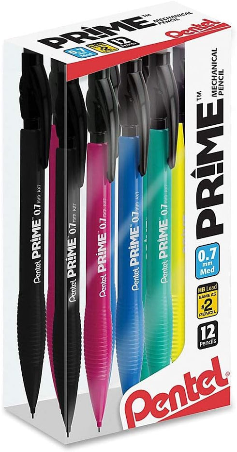 Prime Mechanical Pencils, 0.7 mm, Medium Point, Assorted Barrel Colors, Pack of 12...