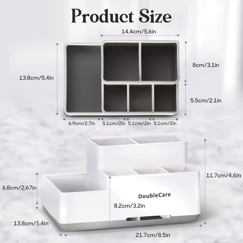 Toothbrush Holder with Anti-Slip, Bathroom Organizer Countertop Detachable for Easy Cleaning, Multifunctional Storage, Bathroom Caddy for Toothpas...