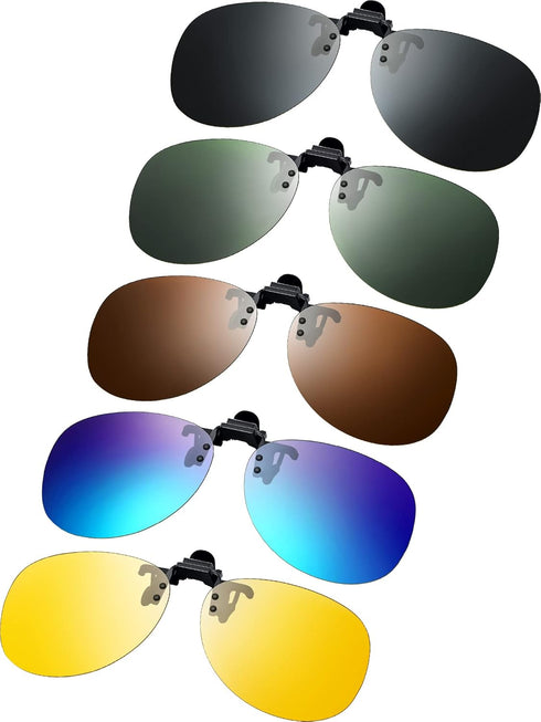 5 Pairs Clip on Sunglasses for Men Flip up Clip on Sunglasses Polarized Flip up Sunglasses Night Driving Clip on Glasses for Men(Classic Color)...