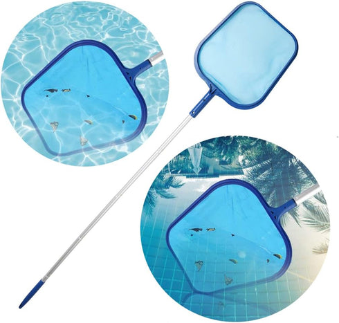 Pool Skimmer Net with 5 Sections 47" Detachable Pole, Leaf Skimmer Mesh Rake Net for Spa Pond Swimming Pool, Pool Cleaner Supplies and Accessories...