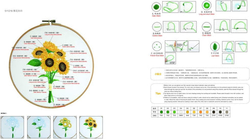 Maydear Stamped Embroidery Kit for Beginners Pattern, Cross Stitch Kits for Adults, Embroidery Starter Kit Embroidery Hoop, Color Threads and Embr...