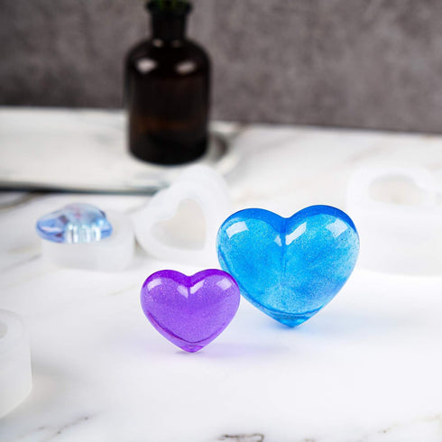 NiArt Valentine's Day Epoxy Resin 3D Heart Shape DIY Casting Art Craft Soft Silicone Molds 5 Shapes Shiny Multifunctional Handmade Tool Agate Jewe...