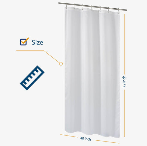 N&Y HOME Fabric Shower Curtain Liner 40 x 72 inches Bath Stall Size, Hotel Quality, Washable, Water Repellent, White Spa Bathroom Curtains with Gr...