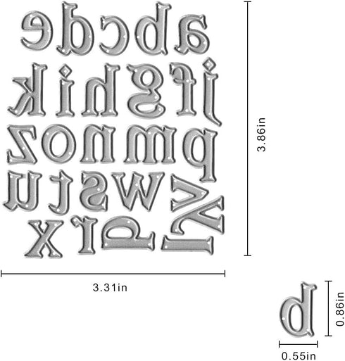 Metal Capital 26 Alphabet Cutting Dies, Lowercase 26 Letters Alphabet Die Cuts for Card Making Stencil Embossing Tool Scrapbooking DIY Etched Craf...