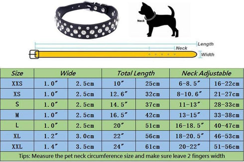 10"-24" Length Custom Leather Small Dog Collar Cat Collar with Crystal Rhinestone Bling(White,XS)...