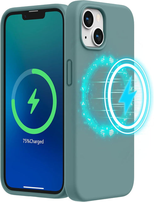SURPHY Magnetic Case Designed for iPhone 13 Case Compatible with MagSafe (6.1 inch 2021 Release), Liquid Silicone Phone Case with Microfiber Linin...