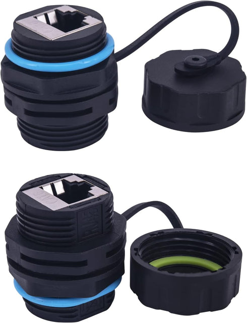 Waterproof CAT6 RJ45 Panel Mount Coupler,Lonlonty IP68 Shielded Industrial Panel Mount Bulkhead Ethernet LAN Pass Through Connector,Female to Fema...