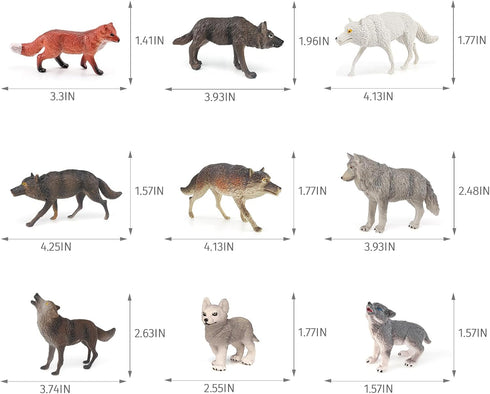 Wildlife Wolf Model Set 9PCS Arctic Wolf, King Siberian Wolf, Green Wolf Party Favors Toys for Boys Girls Kids, MQ20240124YSDW-2...