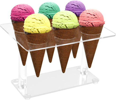 Ailelan Cone Display Stand - Clear Acrylic Ice Cream Cone Holders for Parties, Weddings, Buffets & Christmas (6 Holes)...