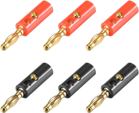 uxcell 4mm Banana Plugs Speaker Wire Cable Screw Plugs Connectors 2 Colors 6pcs 10A Jack Connector...