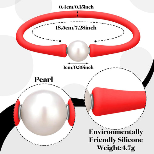 6 Pcs 9-11 mm Silicone Rubber Real Natural Freshwater Pearls Bracelets for Women Womens Charm Bangle Personalized Jewelry Silicone Bracelet Colore...
