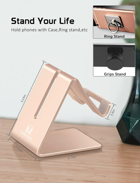 Phone Stand, Aluminum Phone Holder for iPhone 16 15 14 13 12 11 X 8 7 6 Plus 5, Tablet, Samsung, Huawei, Suitable for All Smartphones, Adding a To...
