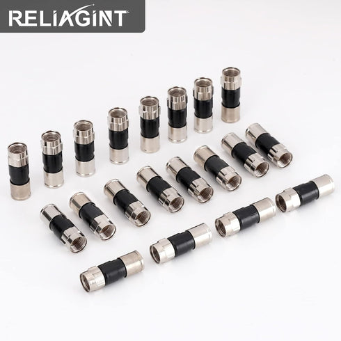 5 Pack RG6 Compression Connectors, 75 Ohm F Connector Inside Conductive washer Design Weatherproof Coax Connector, Compatible for RG6 Dual, Tri Qu...
