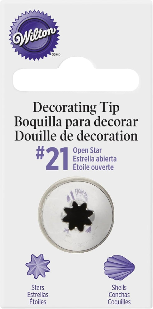Wilton Cake Decorating Tip Pkg Open Star #21...