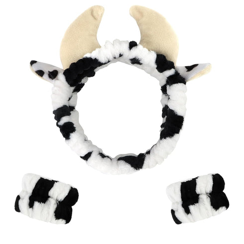 CAVETEE 3 Piece Cute Makeup Headband for Women, Spa Cosmetic Elastic Makeup Headband and Wristband Set for Women Girl Wash Face Skincare Makeup Sh...
