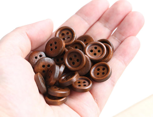 200PCS 5/8 Inch (15mm) Brown Color Wooden Buttons DIY Crafts Button Sewing Project...
