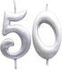 MAGJUCHE Silver 50th Birthday Numeral Candle, Number 50 Cake Topper Candles Party Decoration for Women or Men...