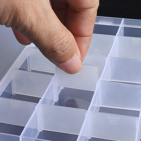 10 Pack 15 Grids Plastic Bead Organizer Containers Storage, Adjustable Dividers Diamond Jewelry Craft Painting Storage Case, Clear Small Fishing T...