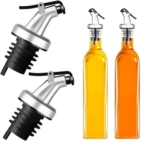 4 Pcs Oil Pour Spouts, Olive Oil Bottle Dispenser with Leakproof Nozzle for Olive Oil, Wine, Vinegar, Soy Sauce, Oil Bottle Dispenser Kitchen Tool...