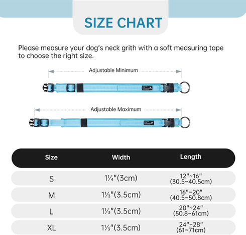 EXCELLENT ELITE SPANKER Reflective Dog Collar Classic Soft Padded Breathable Nylon Adjustable Pet Collar with Quick Release Buckle for Boy Girl Ma...