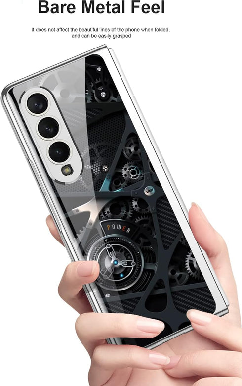 SHIEID Z Fold 4 Case, Galaxy Z Fold 4 Case Ultra-Thin Tempered Glass Phone Case Protective Cover for Samsung Galaxy Z Fold 4 Fashion Electroplated...