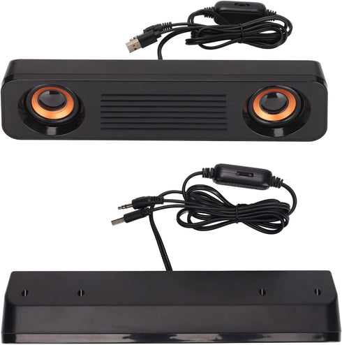 Portable Wired Speaker HiFi Stereo Subwoofer Desktop Long Speaker USB Powered 3.5mm Plug for TV Computer Tablet, Home Audio Theater Surround Sound...