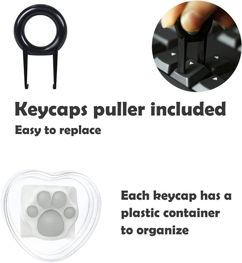 MAYL 2 Pack Keyboard Keycaps Metal and Rubber Keycaps White Keycaps Cute Cat Paw Keycap Kawaii Keycaps Custom Keycaps with Keycap Puller (White Ba...