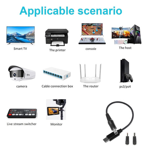 Type-C to DC Power Cable - 3ft 9V USB-C Plug to DC 5.5 x 2.1mm Male Charging Cable, USB-PD Power Bank to Power Any 9 Volts Device,with DC Converte...