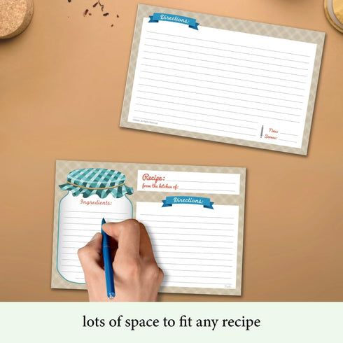 Neatz Mason Jar Recipe Cards - 50 Double Sided Cards, 4x6 inches. Thick Card Stock...