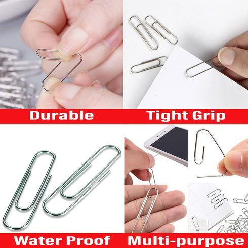 Smooth Paper Clips, 650 medium size Paper clips, school office supplies, 33mm x 8mm (1.3"x0.3") Silver Nickel Plated Paperclips for Office School ...