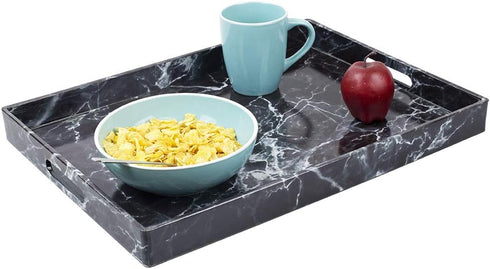 HDS Serving Tray Trading 18 x 13 Coffee Tray Faux Marble, Black...