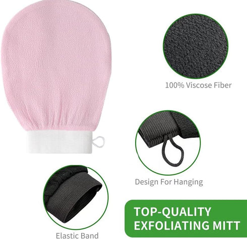 Pink Body Scrubber Exfoliating Gloves Body Scrubber Dead Skin Remover Manual Exfoliating Gloves Bath Sponges Bathing Accessories...