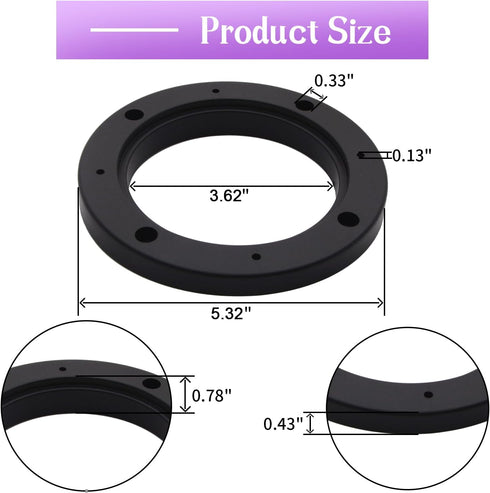 AnRui 4 Inch Universal Fit Car Speaker Spacer Adaptor Ring Mounting Bracket Plastic Black Car Stereo Speakers Spacer, 2Pcs...