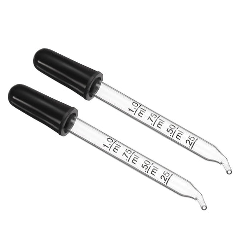 PATIKIL Eye Dropper, 2pcs 1ml Glass Bent Tip Graduated Ear Dropper with Rubber Bulbs for Transfer Liquids for Dose and Measurement, Clear...