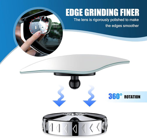 2 PCS Car Rearview Blind Spot Mirror, 360 Degree Adjustable By Pressing HD Reflective Auxiliary Mirror, Nano-suction Cup Mounted Wide-angle Revers...