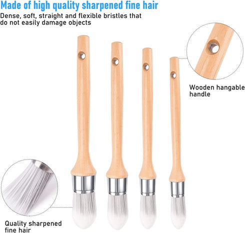 WXJ13 4 Pieces Trim Painting Tool Edge Painting Tool Corner Paint Brush Trim Paint Brush Paint Trimmer Edger Wooden Handle Round Painting Tool for...