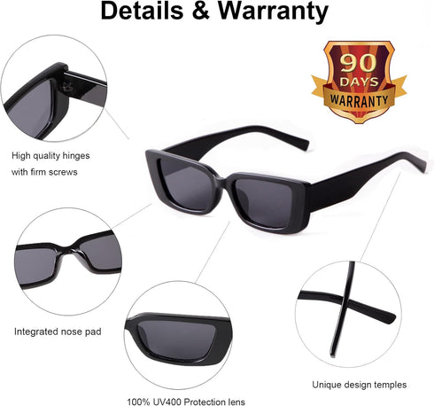JUDOO Retro 90s Nude Rectangle Sunglasses for Women Vintage Square Frame Trendy Glasses...