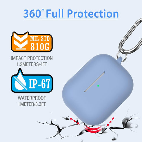 for AirPod Pro Case Cover, Military Grade Anti-Fall Soft Silicone Shock-Absorbing Protective AirPod Pro 2nd/1st Generation Case with Keychain and ...