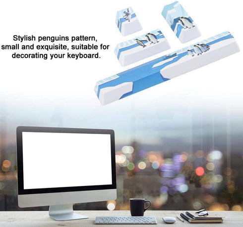 Zopsc Penguins Pattern Keyboard Keycaps Kit PBT Keycap Set Space+ESC+Enter+Numpad Enter Key for Mechanical Keyboard Keycaps...