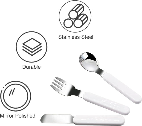 VANRA 3-Piece Children Knife Spoon Fork Set 18/10 Stainless Steel Child Flatware Set Kids Utensils Set with Case for Lunch Box (Fork Spoon Knife C...