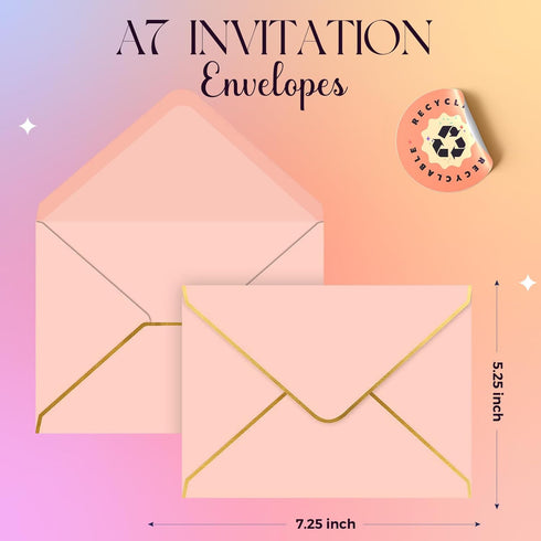 ACSTEP 25PACK 5X7 Envelopes, Luxury Rose Pink A7 Envelopes Self Seal for Weddings, Invitations, Photos, Postcards, Greeting Cards Mailing,Baby Sho...