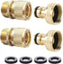 HQMPC Garden Hose Quick Connect Solid Brass Quick Connector Garden Hose Fitting Water Hose Connectors 3/4 inch GHT (2SETS)...