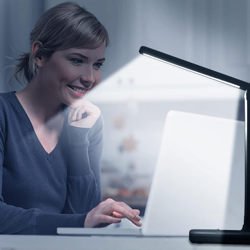 LED Desk Lamp with Touch Control, Reading Lamp No Flicker, 3 Color Modes, Foldable Table Lamp, Eye Caring Reading Light for Office, Home, Dormitor...