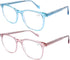 Computer Reading Glasses Blue Light Blocking - 2 Pack Fashion Round Anti UV glare Eyestrain Gaming Readers Glasses Women Men, 1.0...