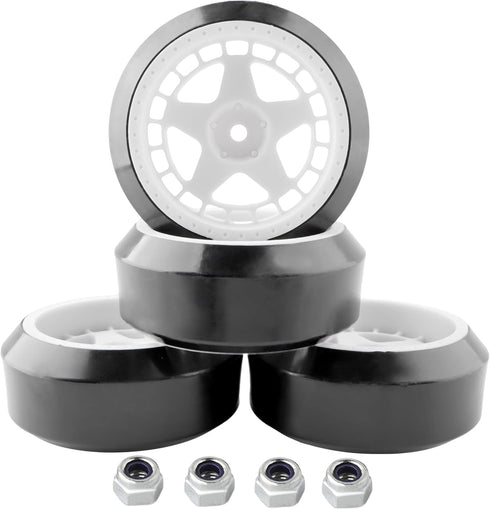 4PCS 12mm Hub Wheels,1 : 10 Hard Plastic RC Drift Cars Tires for Traxxas HSP Tamiya HPI Kyosho On-Road Drifting Car(White)...