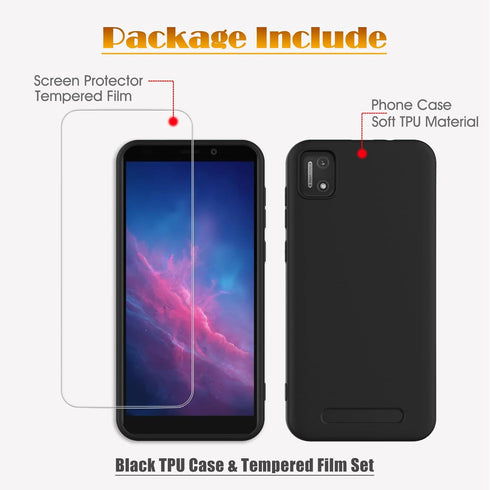 for Cloud Mobile Stratus C7 Case with Tempered Glass Screen Protector Silicone Bumpers Anti-Scratch Shock Absorbing Protection Phone Case Cover fo...