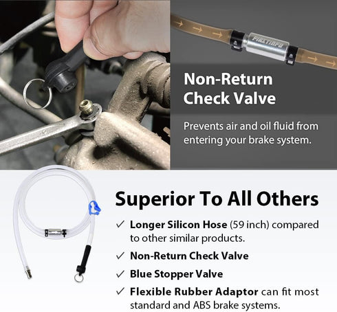 FIRSTINFO A1151G 4.9 Feet (59 inches) Long Automotive Brake Fluid Bleeder Bleeding Hose with Non Return One Way Check Valve for FIRSTINFO Brake Bl...