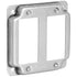 AP-12094, 4" Square Double Decora Switch Electrical Box Cover, 1/2" Raised, Exposed Work, Galvanized Steel, Crushed Corners, 2-Gang...