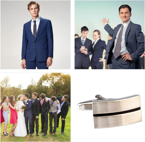 2 Pcs Cufflinks Stripes Cuff Link Knot Simple Shirt Studs for Graduation Ceremonies and Business Meeting Gold Black Cufflinks for Men Ideal for We...