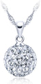 925 Sterling Silver Austrian Crystal Snowball Pendant Disco Ball Necklace for Women...